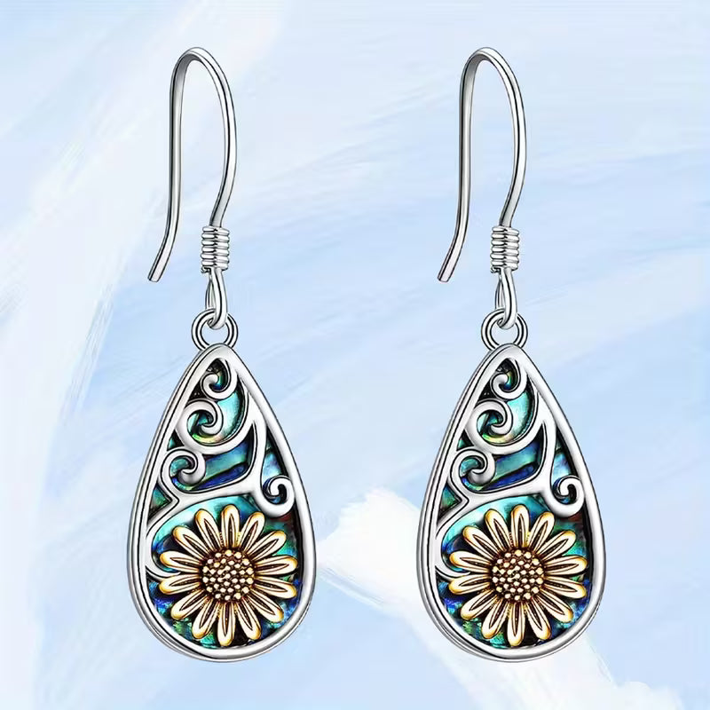Sunflower Teardrop Earrings