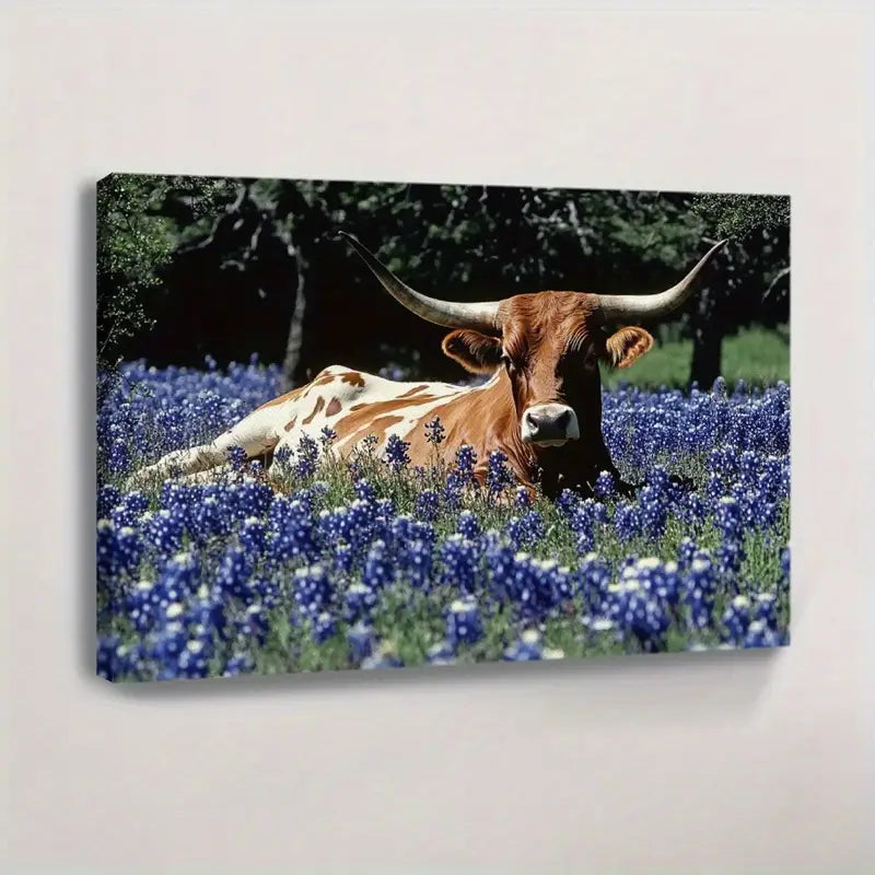 Longhorn in Bluebonnets Wall Art