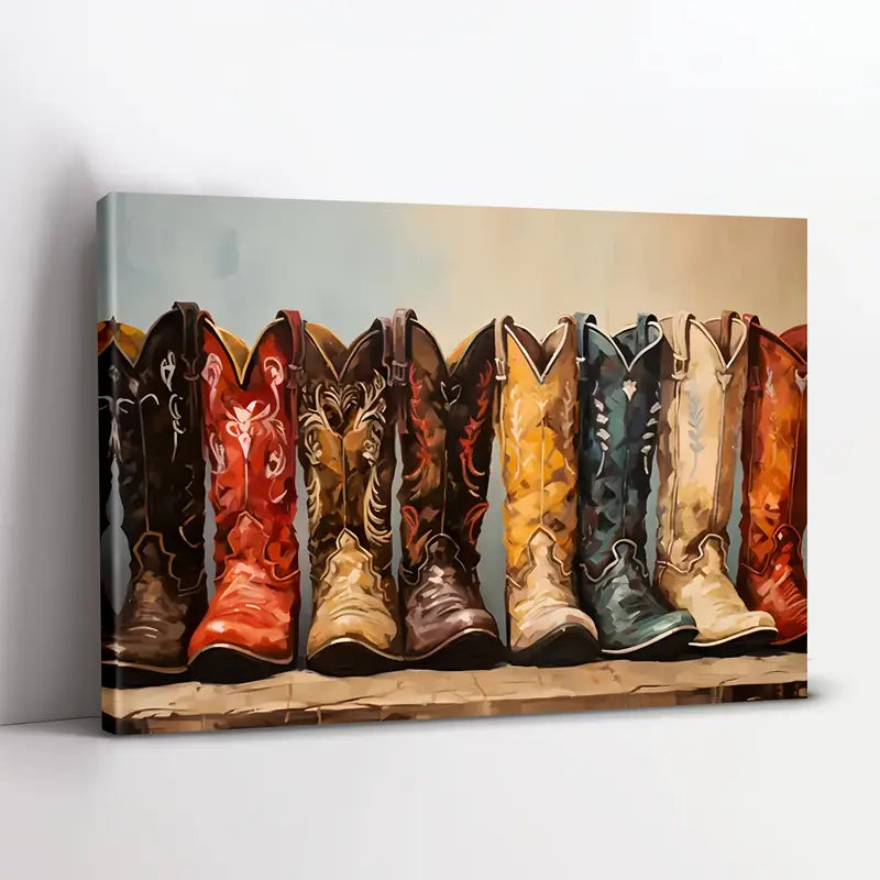 Painted Cowboy Boots Hanging Vinyl Wall Art