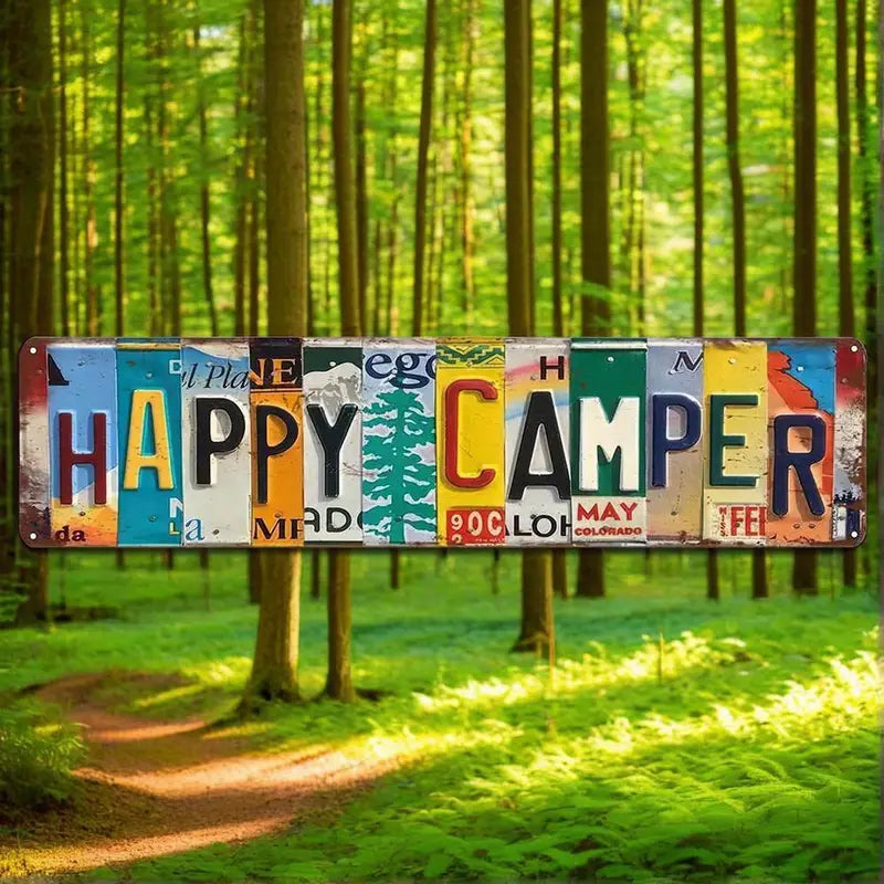 Happy Camper License Plates Metal Sign