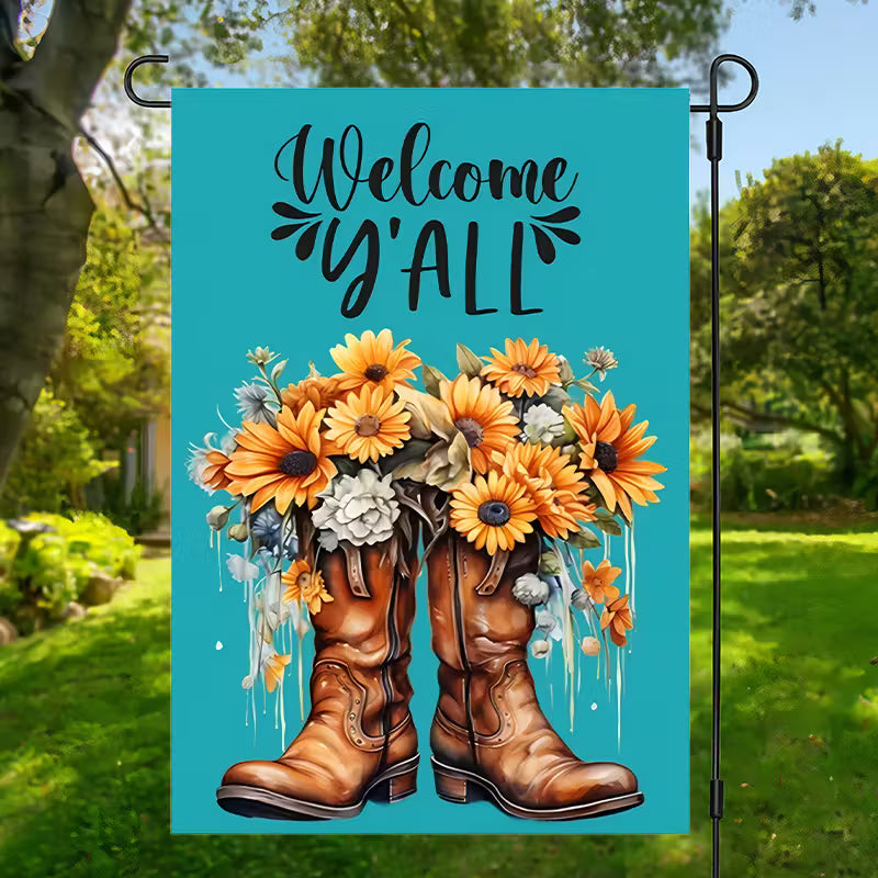 Welcome Y'all Hanging Outdoor Banner