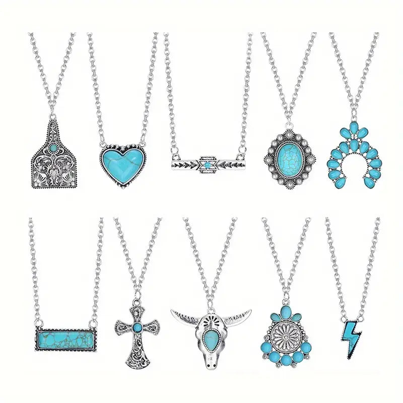 Assorted Turquoise Sterling Silver Necklace
