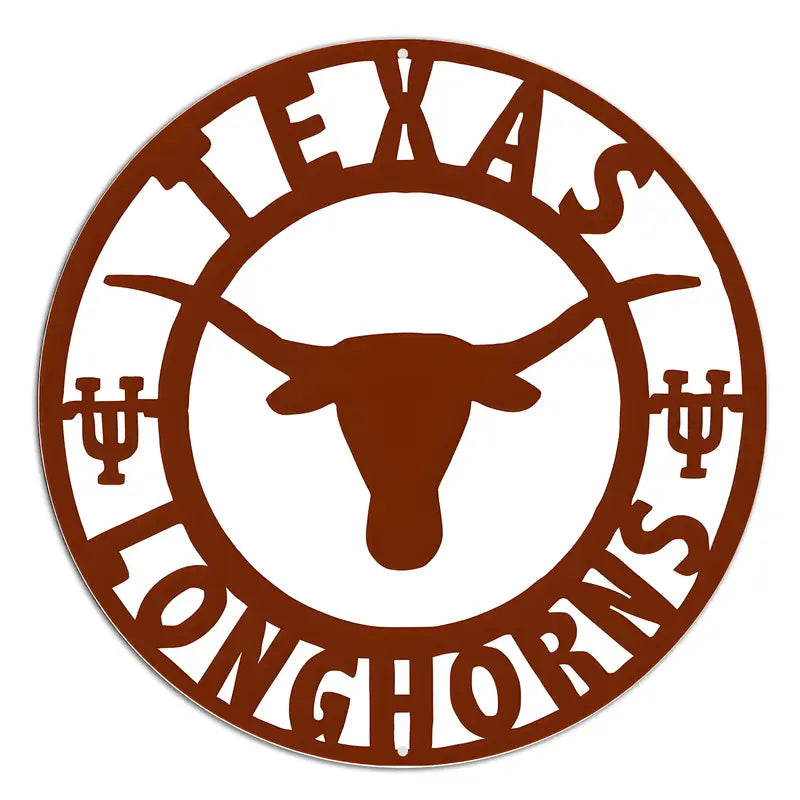 Texas Longhorns Circle Metal Wall Art