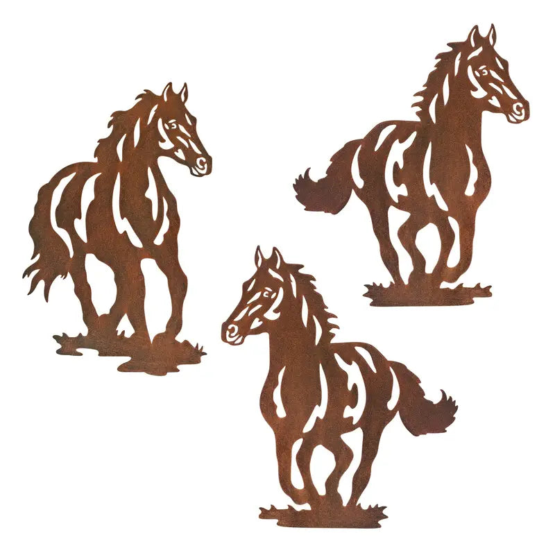 Rustic Horses Metal Wall Art