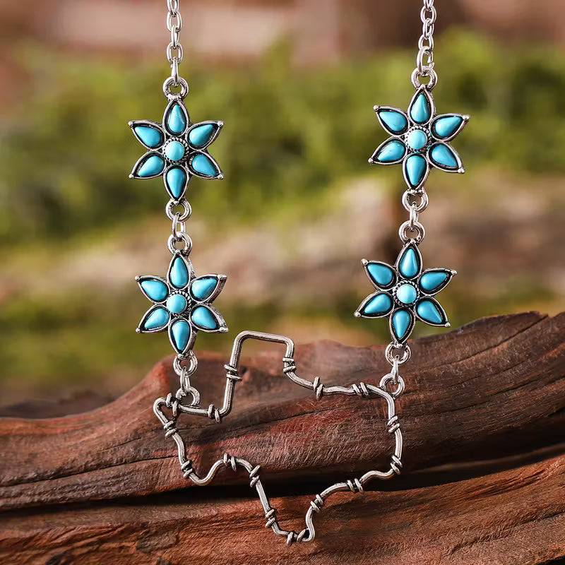 Texas Outline Turquoise Necklace