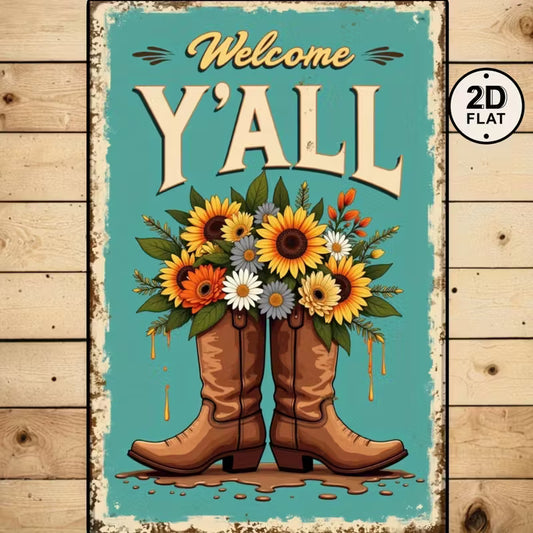 Welcome Y'all Metal Wall Art