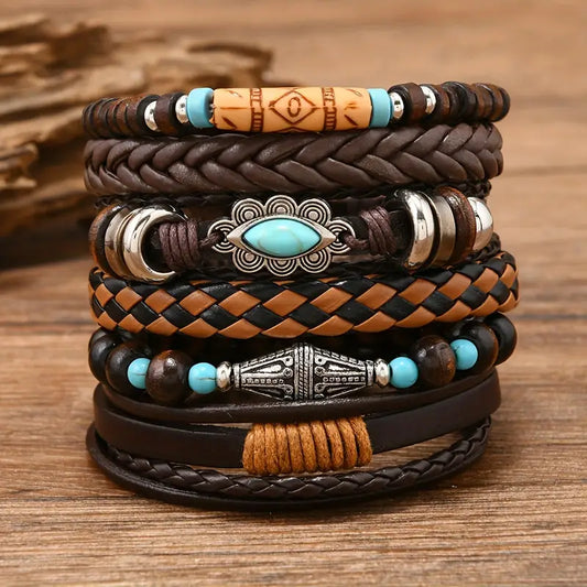 Leather + Turquoise Bracelets