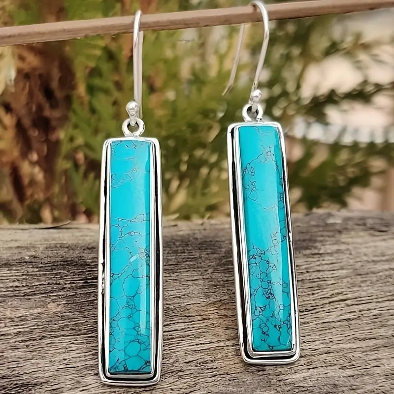 Turquoise Vertical Rectangle Earrings