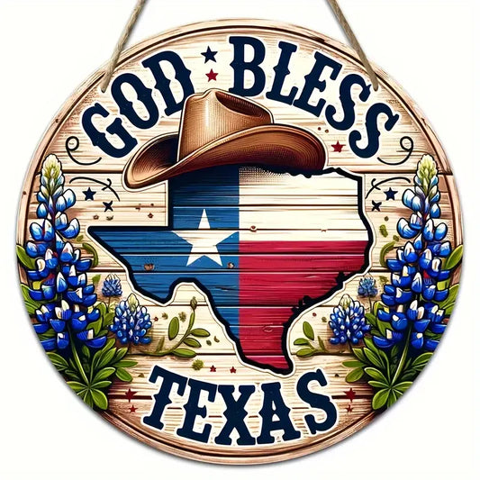 God Bless Texas Hanging Wooden Wall Art