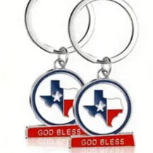God Bless Texas Circle Keychain
